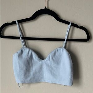 ZARA Light Blue Ribbed Crop Top